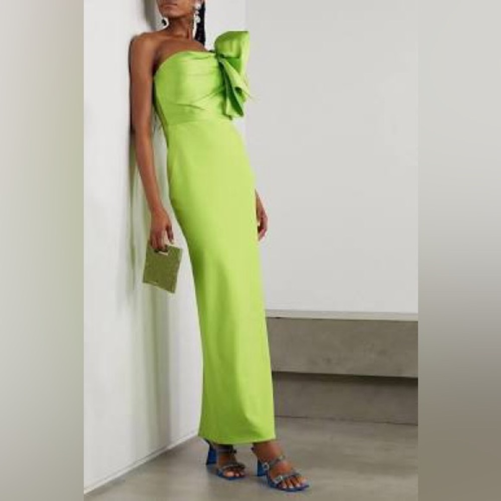 Solace London Green One Shoulder Ruffled Dress